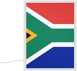 South Africa Flag Night Lights Tabletop Compact Mirror Nightlight Portable Bedside Table Lamp with Plug-in and USB Charger Port
