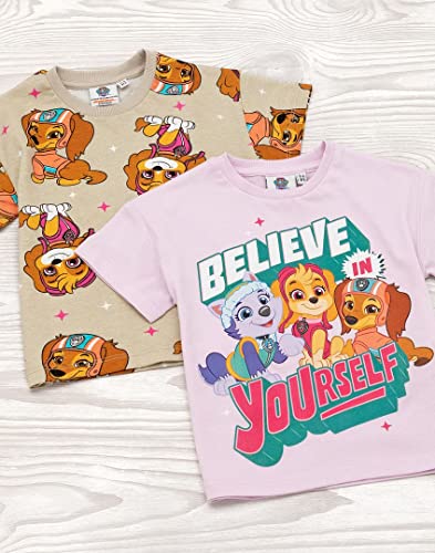 Paw Patrol Girls 2 Pack T-Shirt | Kids Liberty, Skye & Everest Believe in Yourself Graphic Top | Short Sleeve Multi-Pack Set3