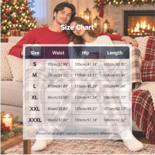 Mens Pajama Pants Matching Couples Christmas Plaid Pj Bottoms Red XL - image 5
