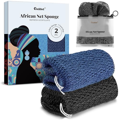 CORATED Afrikanischer Netzschwamm 2er Pack Blau/Schwarz