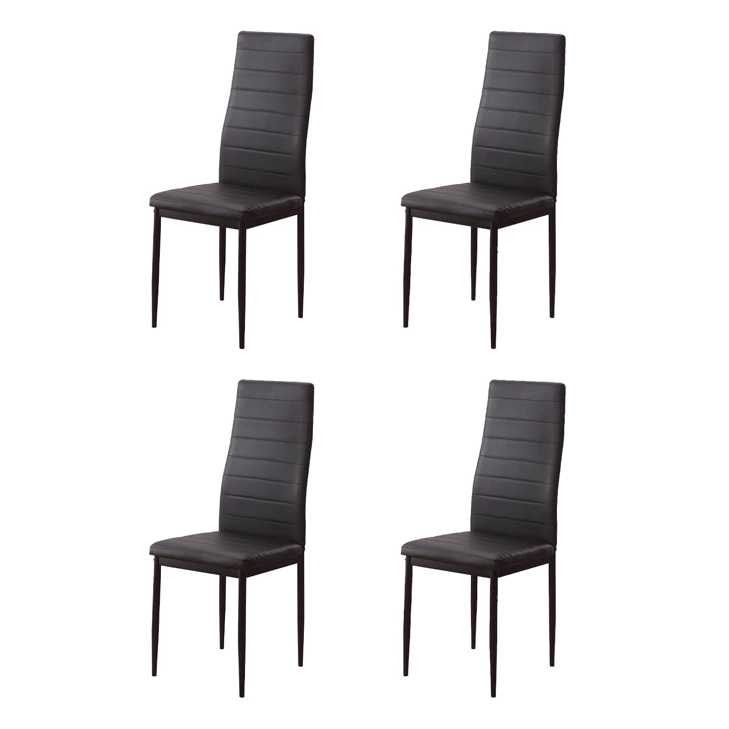 SHIITO | Pack de 4 Sillas de Comedor y Salón | Tapizada en Color Negro | Modelo Emily