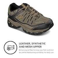 Skechers Men's Afterburn M. Fit Fashion Sneakers – Leather Upper, Memory Foam Insole, Rubber Outsole, Pebble/Black, 9.5 — image 3