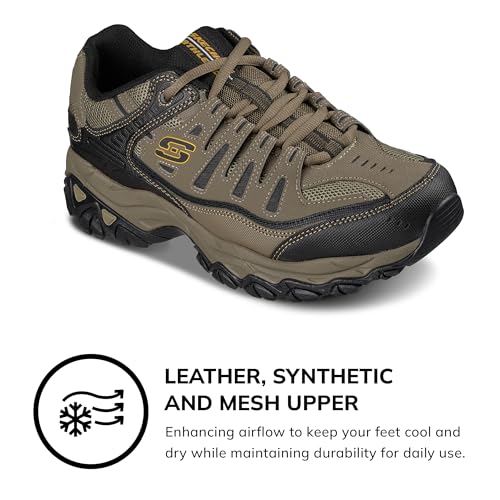 Image of Skechers Men's Afterburn M. Fit Fashion Sneakers - Leather Upper, Memory Foam Insole, Rubber Outsole