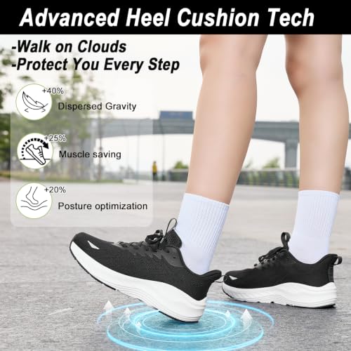 Image of Women's Slip On Walking Shoes Wide Cushion Running Tennis Shoes with Arch Support Insole, Non Slip Sole for Nursing Workout Gym Athletic Fashion Sneakers 6-12