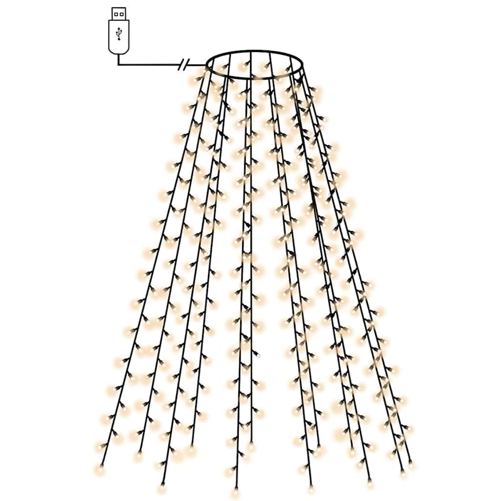 Siatka świetlna na choinkę z 210 diodami LED, 210 cm, łańcuch świetlny LED na ozdoby choinkowe, ciepłe białe światło, do użytku wewnątrz i na zewnątrz, oświetlenie dekoracyjne na Boże Narodzenie