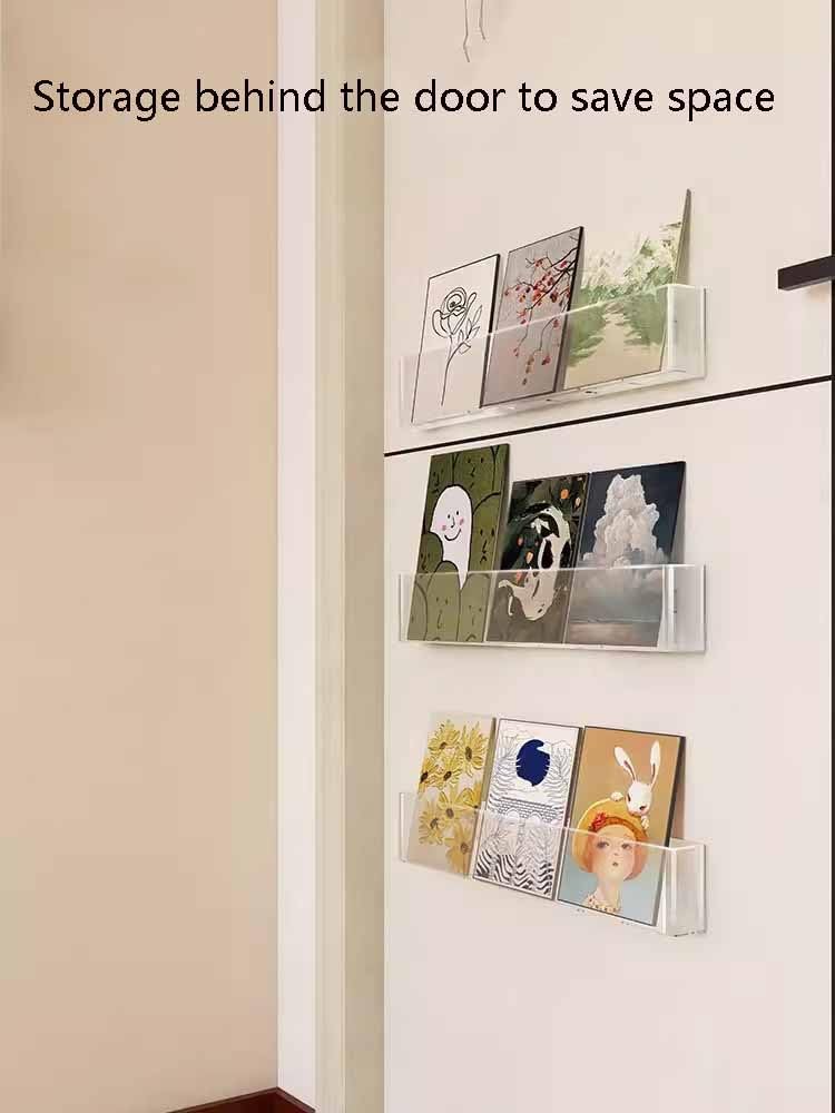 Estantes de pared, Estantería de acrílico transparente, estante de pared flotante Invisible, estante de exhibición de libros, adhesivo sin costuras montado en la pared ( Color : Style1 , Size : 2pcs )