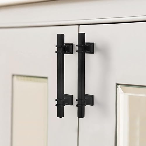 Miniatura 5 de goldenwarm Tiradores de gabinete negros mate de 3-34 pulgadas, tiradores de cajón negros para cocina, tiradores de gabinete cuadrados rústicos