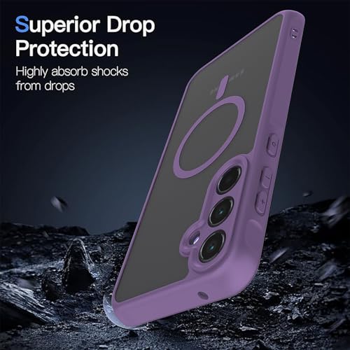 for Samsung A55 5G Magnetic Case, Upgraded [with Lanyard Strap] [Full Camera Protection] [Compatible with Magsafe] Frosted Translucent Slim Thin Phone Case,for Samsung A55 5G case 6.6 Inch-Purple - Image 3
