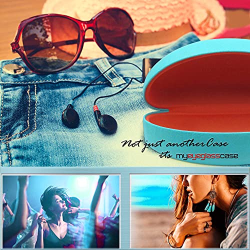 Image of MyEyeglassCase - Large Sunglasses Case - Glasses Holder with Pouch & Cloth - Eyeglass Hard shell Medium - Extra Large frames