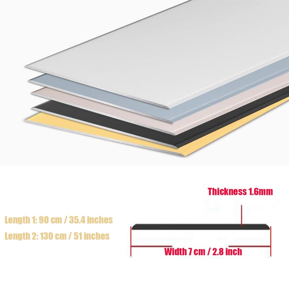Striscia di transizione for pavimento resistente, soglia in metallo aggiornata da 3 pollici in alluminio giunzione for copertura dello spazio del rivestimento autoadesivo(Silver,130cm/51in)