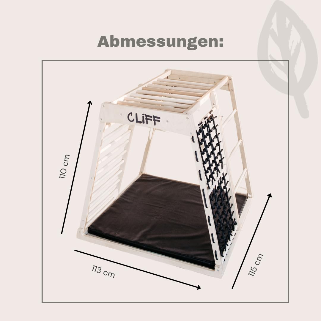 CLIFF (KIDWOOD) Montessori Klettergerüst – mit Matte für Kleinkinder, Indoor Spielzeug aus Naturholz, Sicher & Robust, Qualität aus Austria