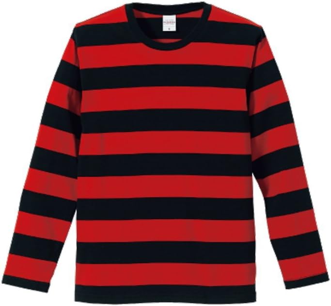 United Athle Men's 5.0 oz. Bold Stripe Long Sleeve Tee L Black/Red
