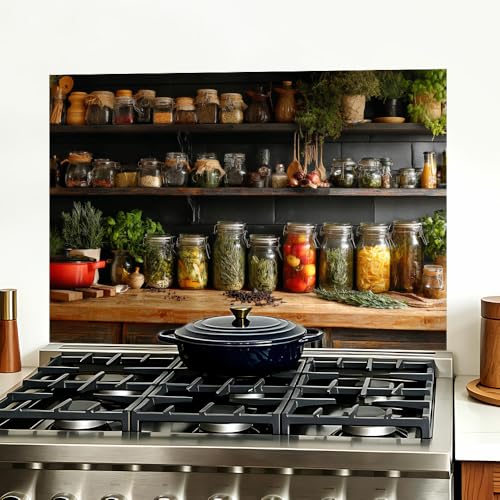 Image of Herb Spice Shelf Kitchen Backsplash Peel and Stick, 35.4x23.6 in