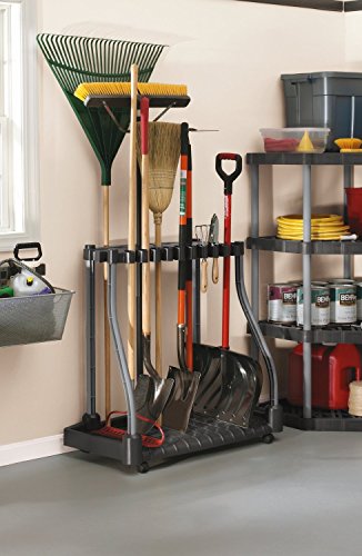 Rubbermaid RUBL9 Garage Tool Tower Rack, Easy To Assemble, Wheeled, Organizes Up To 40 Long-Handled Tools/Rakes/ Brooms/Shovles In Home/House/Outdoor/Shed thumb #3