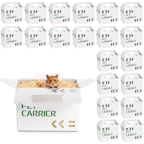Coloch 20 Pack Cardboard Pet Carrier for Small Pets 11x8x6 Inches Disposable Pet Transport Box for Small Pets Chicks Pullets Fowls Hamsters Gerbils Not for Adult Cats or Dogs
