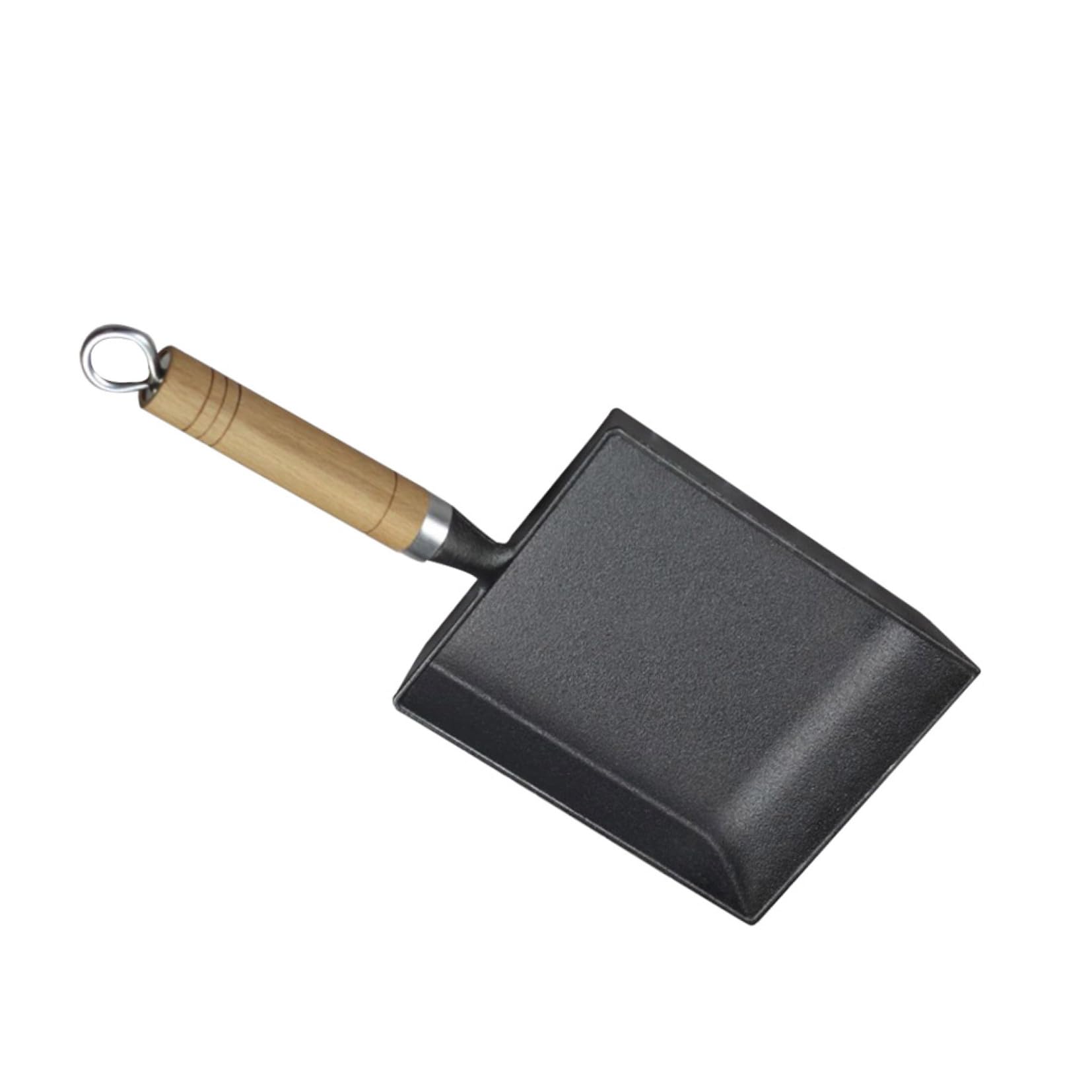 Healeved Padella in Ghisa Quadrata per Uova e Bistecche Manico in Legno Antiscottatura, Fondo Piatto per Cottura Uniforme, Padella Portatile da Campeggio e Barbecue, Multifunzione