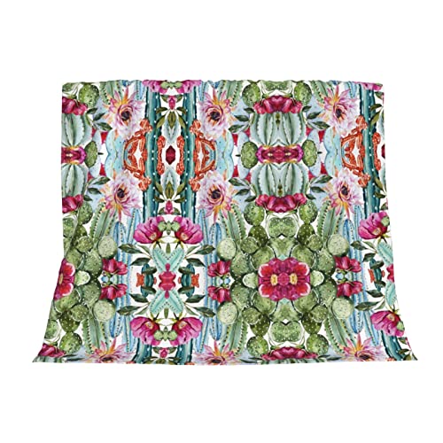 Couverture flanelle rose motif cactus en microfibre douce - 4