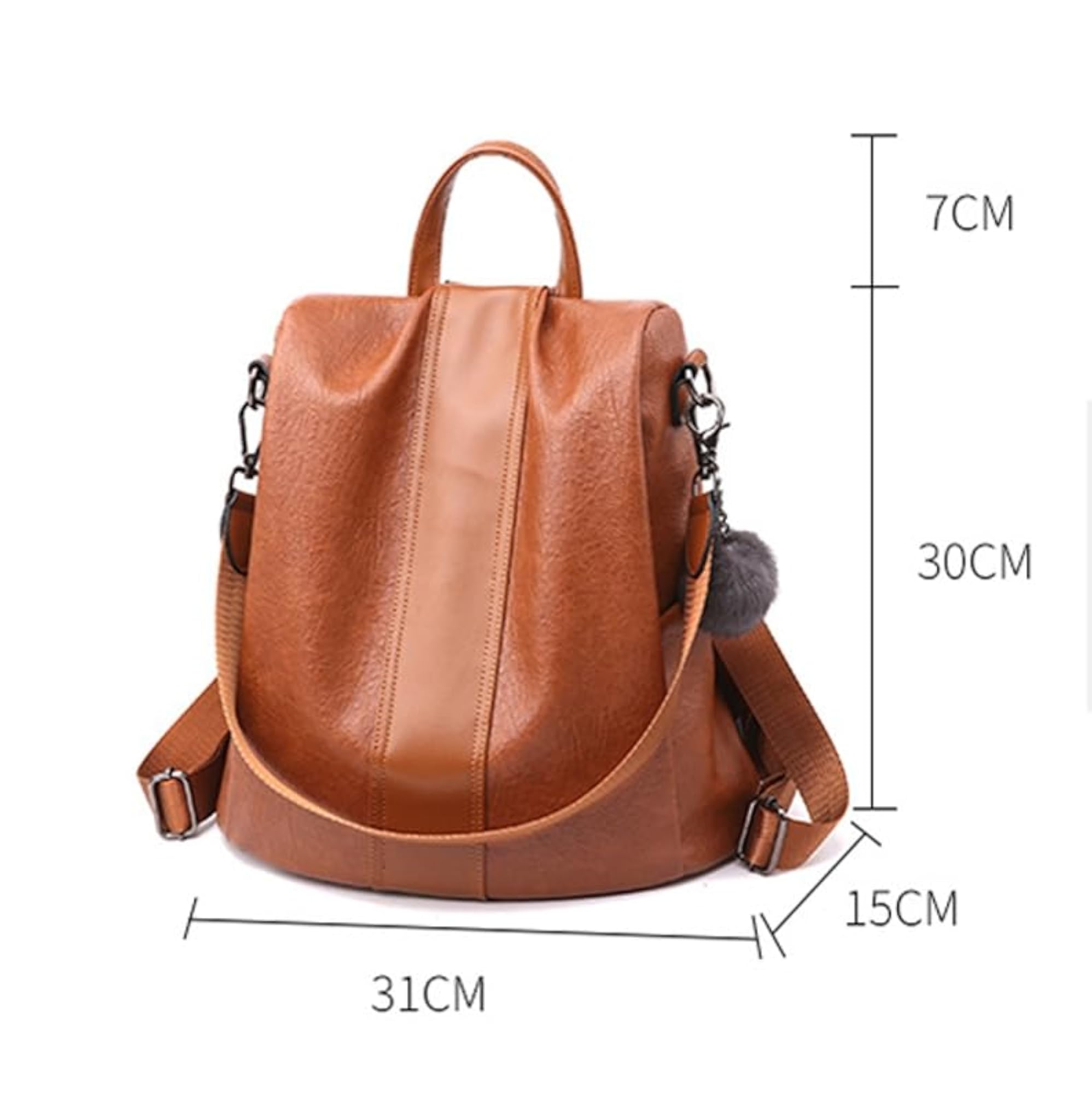 Women's Vintage PU Soft Leather Backpack - Black