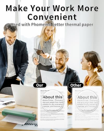 Phomemo M08F Portable Printers Wireless for Travel, Support 8.5\" X 11\" US Letter,Bluetooth Thermal Printer Compatible with iOS, Android, Laptop, Inkless Mobile Printer for Travel, Office, Home, School