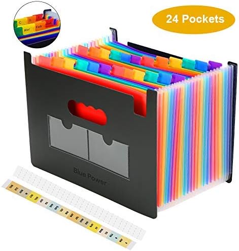 Carpeta de archivos expandible de 24 bolsillos organizador de archivos de acordeán caja de archivo portátil tamaño carta A4 carpetas expandibles de