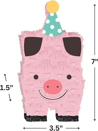 Miniatura 2 de Barnyard - Mini decoración de cerdo de granja de cumpleaños, 7 pulgadas de alto x 3 12 pulgadas x 1 12 pulgadas, 1 unidad