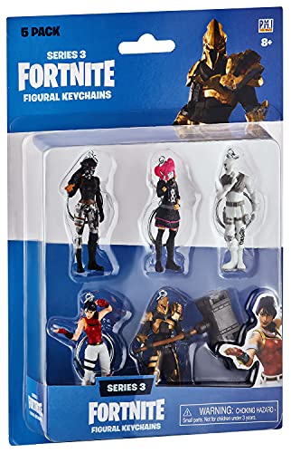Fortnite Character Keychains 5-Blister Pack - Authentic Piece with Keychain - Popular Fornite Battle Royale Toy Characters - Series 3 Collection for Boys & Girls