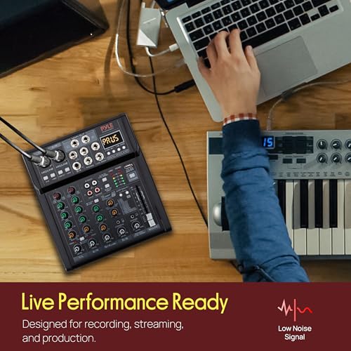 Pyle 6 Channel Studio Mixer - Small Footprint, USB - PC Recording, Bluetooth In, MP3 Player, DSP Effects, +48V Phantom Power, XLR Combo Inputs, Control Room Out, Smooth Dials and Faders - PMX406ST by Pyle - Used condition - Image 6