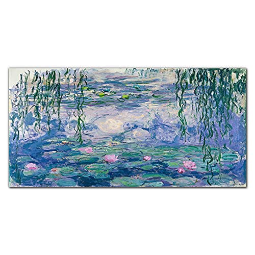 Tableau en verre acrylique 100x50 cm Coloray de nénuphars pour décoration murale de salon