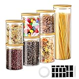 Bewahren Sie Ihr Essen auf: Die Deckel sind luftdicht und halten den Inhalt lange Zeit frisch und aromatisch. Die Vorratsgläser eignen sich für Mehl, Haferflocken, Spaghetti, Süßigkeiten, Kaffeebohnen, Kekse, verschiedene Gewürze usw.