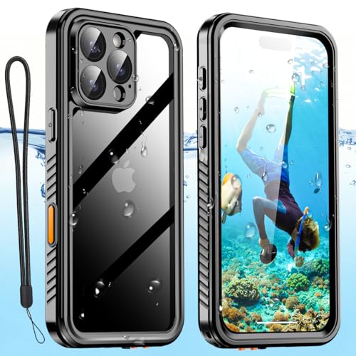 AICase for iPhone 16 Pro Case Waterproof Clear Water Proof Built-in Screen Protector Shockproof Dustproof Snowproof Full Body Rugged Underwater Phone Case with Lanyard