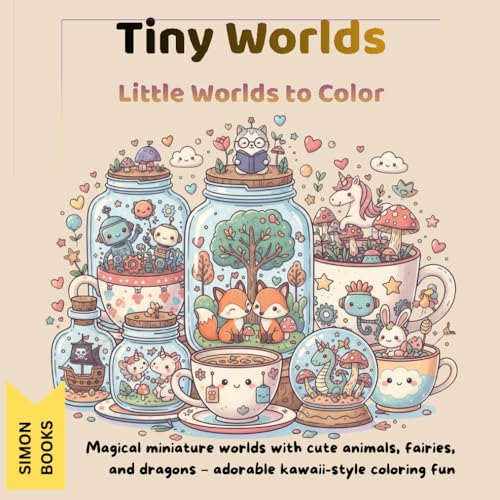 Tiny Worlds Little Worlds to Color - Magical miniature worlds with cute animals, fairies, and dragons ? adorable kawaii-style co