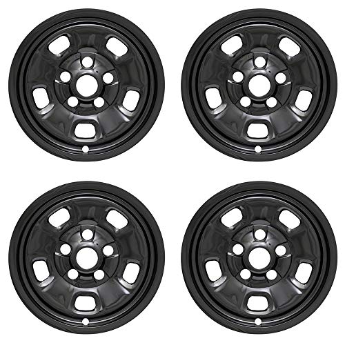New Wheel Skins Covers Fits 2013-2018 Ram 1500; 17 Inch; 5 Slotted Spoke; Gloss Black; Plastic; Set of 4; Compatible with Steel Wheels