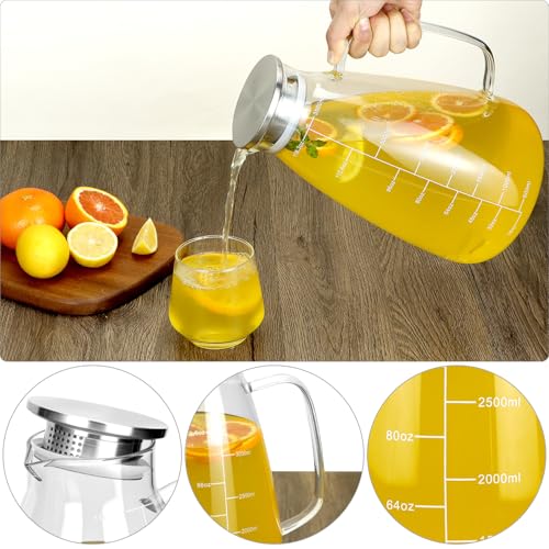 Pichet en verre de 3,5 l avec couvercle QWORK grande carafe d'eau graduée - 4