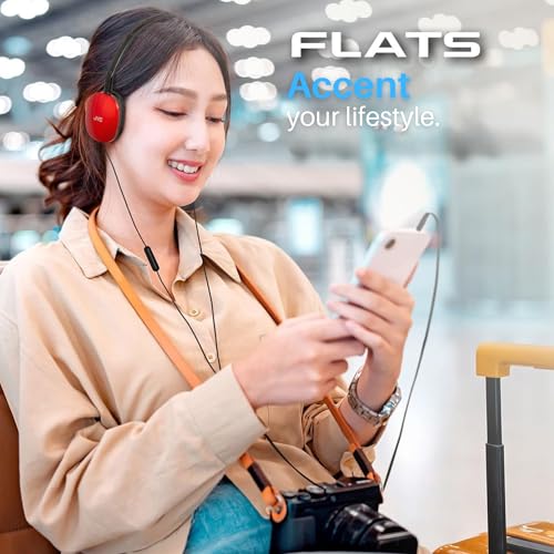 Image of JVC Flats Foldable Colorful Flats On Ear Headphones with Remote and Microphone, 3.94 Foot Gold Plated 3.5mm Slim Plug - HAS160MA, Adjustable - Red
