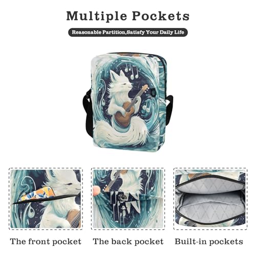 crossbody messenger bag mens crossbody Womens Cross Body Purses Adjustable Strap for Outdoor Daily Outdoor Daily- Elegant Arctic Fox2