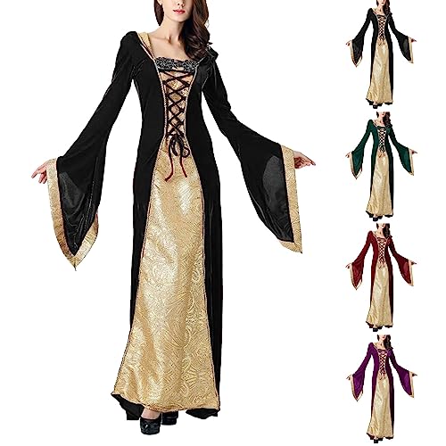 Robe maxi médiévale de style palais au design rétro victorien d'exception