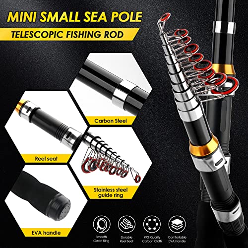 2-Pack 6.89FT Telescopic Fishing Rod Reel Combo Tackle Box Travel Carry Bag by mouhike - Used condition - Image 3