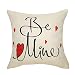 Fahrendom Rustic Farmhouse Valentine's Day Sign Be Mine with Red Heart Cotton Linen Home Decorative Throw Pillow Case Cushion Cover with Words for Sofa Couch 18 x 18 in
