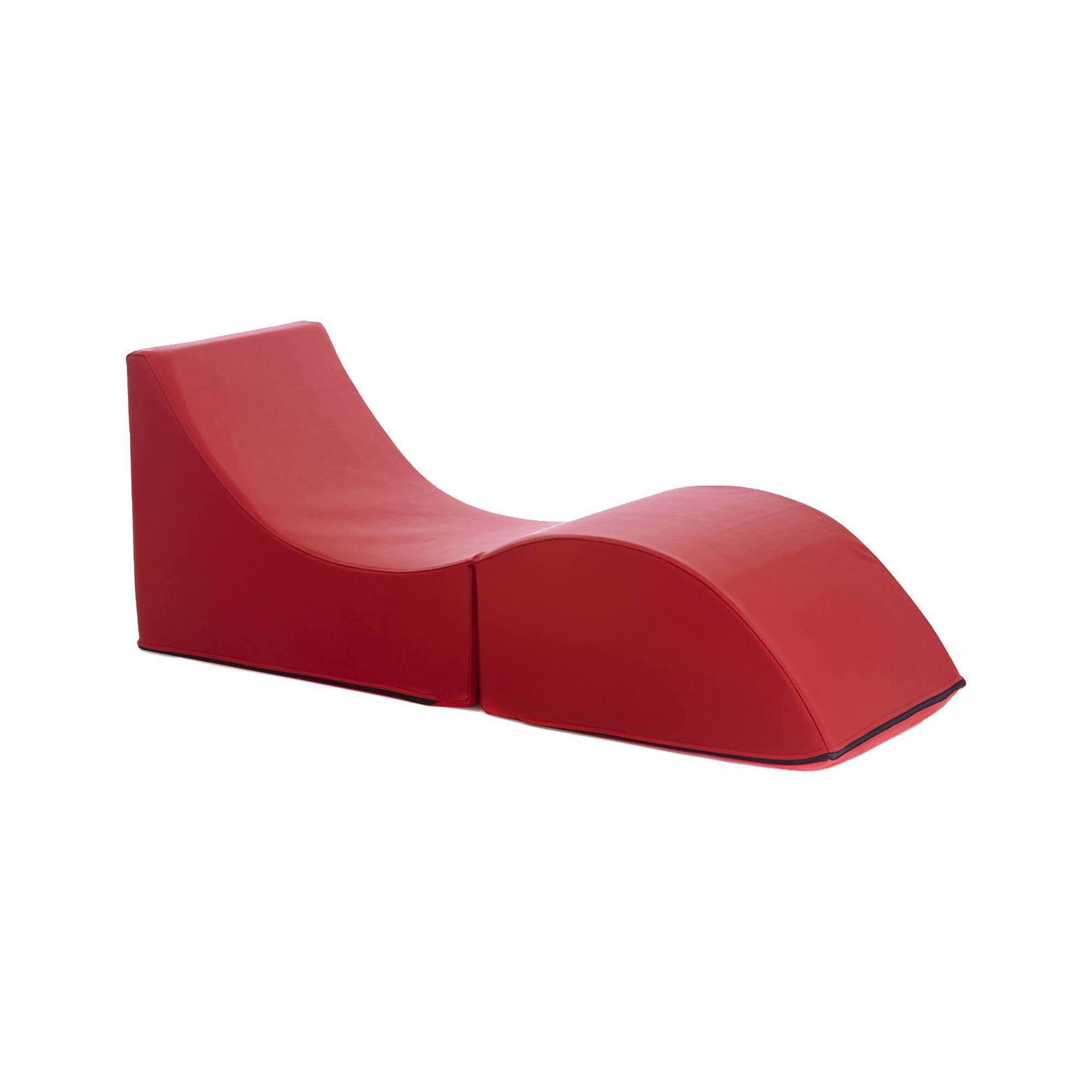 Talamo Italia - Lit pliant Andreina, Pouf transformable en lit simple, Méridienne en simili cuir, 100% Made in Italy, 130x50h50 cm, Rouge