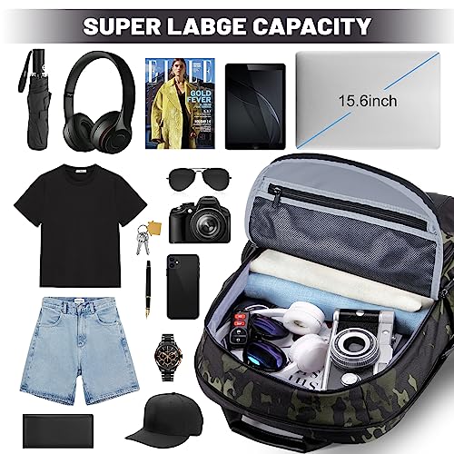 Homiee Travel Laptop Backpack, Camo Backpack Anti Theft Computer Backpack With Usb Port, 15.6 Inch Business Backpack Carry On Backpack Water Resistant Hiking Camping Backpack #TOP1