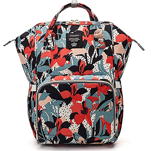 Diaper Bag Backpack, Waterproof Baby Care Bag, Women Travel Baby Nappy Changing Bag (Tulip)