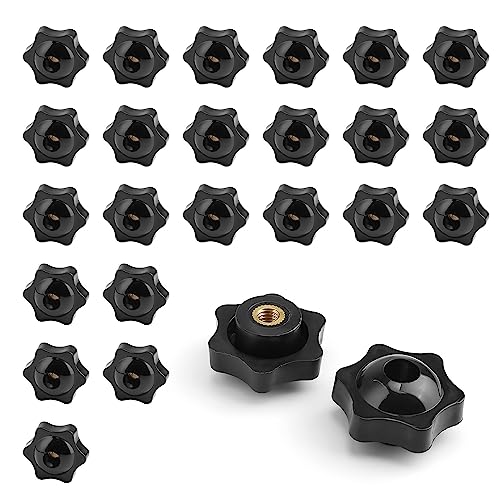 KINHARD Ecrou Papillon M6, 25 Pièces Plastique Bouton Ecrou, Noir Moletée Bouton, Bouton Moleté à Filetage pour Machines Outils, Appareils Mécaniques, Appareils Électroniques