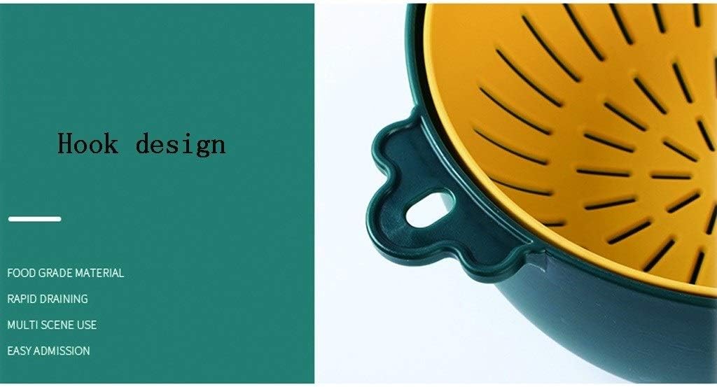 Draining Rack Thick Plastic Colander with Hooks Double-Layer Filter Bowl for Washing Fruits and Vegetables Removable and Separate Use to Save Space Drainage Rack(Pink)