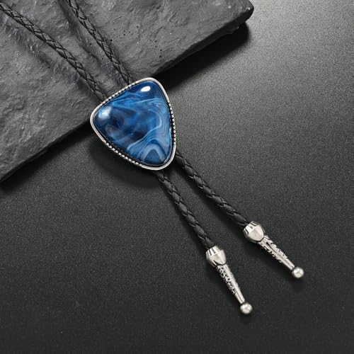 Image of Joxevyia Bolo Tie for Men Vintage Cow Skull Leather Rope Western Cowboy Necktie Vintage Bola Tie Gift for Him