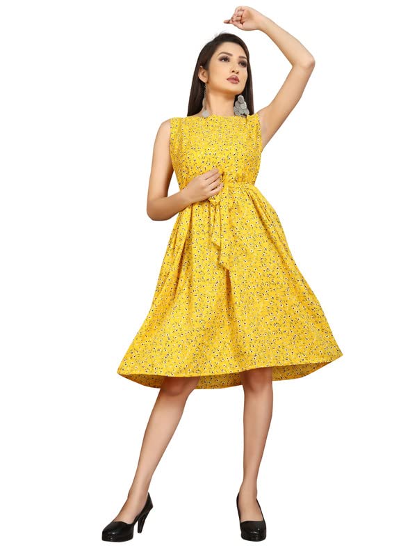 Image of Crepe Floral Print Kurti for Women, Knee Length Dress Dress, Wester Wear