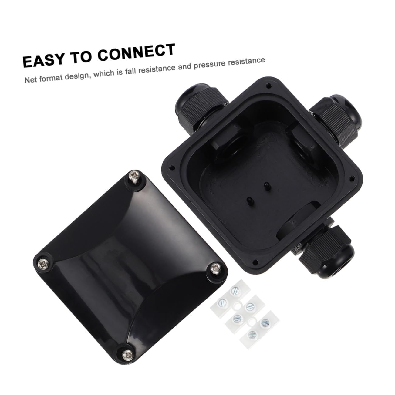 Caja de Conexiones Ip68 de 3 Vías, Pack de 5 Conectores | Abs Negro, Formato de Red, para 2 o 3 Polos, Conexión de Lámparas y Luces LED de Jardín