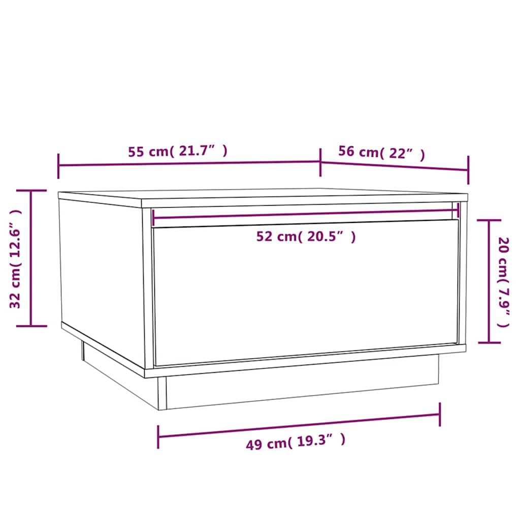 Tavolino da salotto marrone miele, 55 x 56 x 32 cm, in legno di