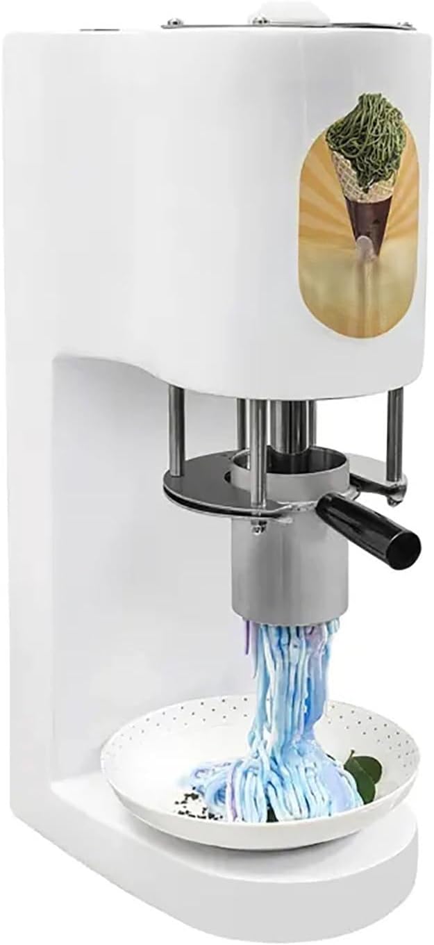 80W Italian Spaghetti Ice Crean Machine, 4-in-1 Versatile Gelato Maker Ice Cream with 4 Molds, Stainless Steel Dessert Maker/ 420 ml Capacity, Ice Maker for Gelato & Dessert Shops,White