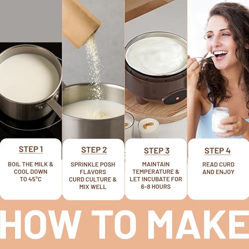 Image of Alla's Posh Flavors Probiotic Artisanal Curd Starter Lab Tested Cultures 5 Sachets Each for 1 to 25 Liter Milk in Home and Commercial Use Natural Make Healthy and Digestive and Good for Gut Health