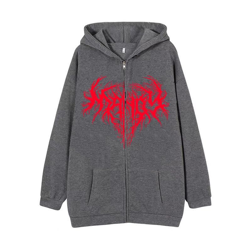 Men‘s Y2K Skeleton Zip Up Hoodie Grunge Dark Academia Sweatshirt Goth Punk Emo Jacket Loose Long Sleeve Clothing4